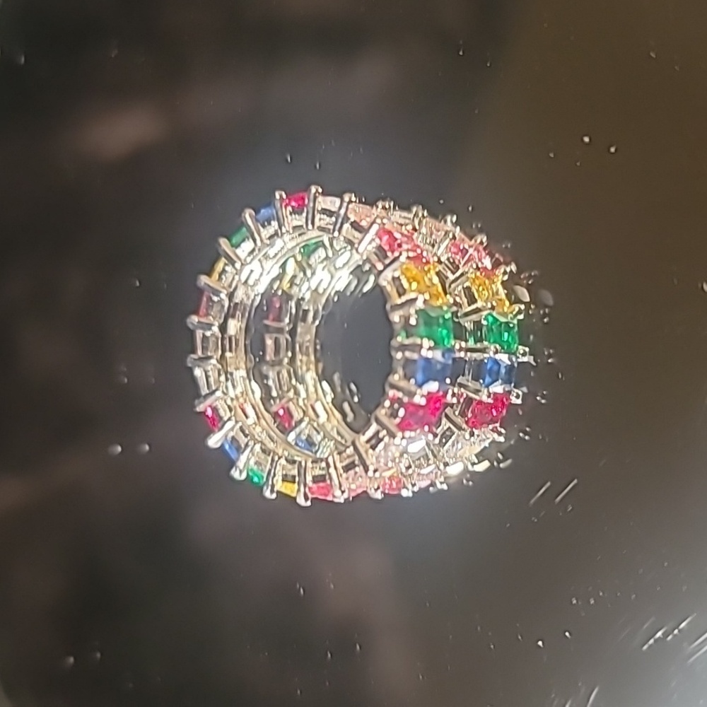 0516. Multicolor Lab Gemstones in 925 Sterling Silver Sparkly 💫Ring💜❤️💚💙🩵 - Picture 11 of 13